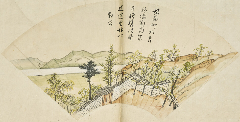 강세황 <두운지정 화첩> 중 `화선루 서면도’는 강세황의 집 `두운지정’의 서쪽 풍경을 보여준다. 개인 소장. 마이아트옥션 제공.