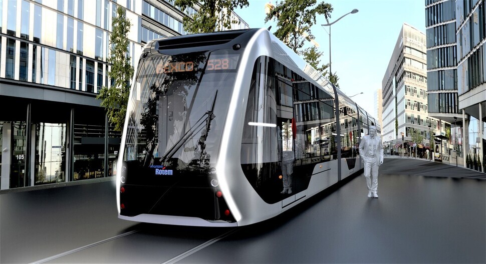 A digital illustration of the “K-hydrogen tram” (provided by Hyundai Rotem)