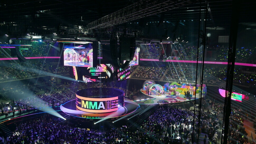 An aerial shot of the 2023 Melon Music Awards, held at Inspire Arena in Incheon in December. (courtesy of Melon Music Awards)