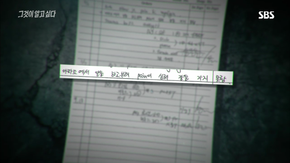 <그것이 알고 싶다> 방송 중 사망한 서아무개씨의 생전 의료 기록.  프로그램 갈무리