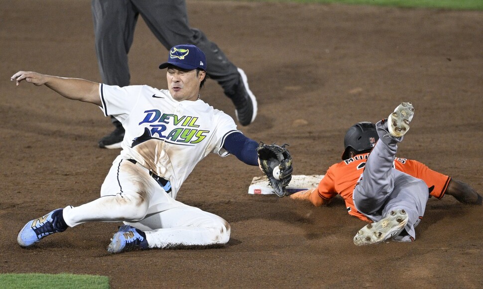 Tampa Bay Race shortstop Kim Ha -sung (Korea time) on the 20th (Korea time), the 2025 Major League (MLB) Baltimore Orioles in George M. Stein Brennerfield, Florida, USA.
