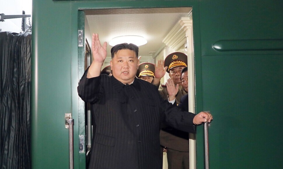 North Korea’s state-run Korea Central News Agency reported on Sept. 12 that leader Kim Jong-un had departed from Pyongyang on his private train on Sept. 10 for a trip to Russia. (Yonhap)