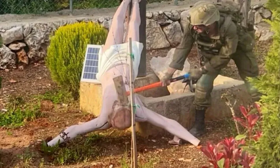 ‘They know not what they do’: IDF sparks outrage after soldier smashes Jesus statue in Lebanon