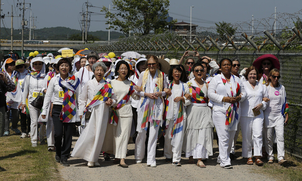  singing the song “Our Wish is Unification” at Imjingak Pyeonghwa-Nuri Park in Paju