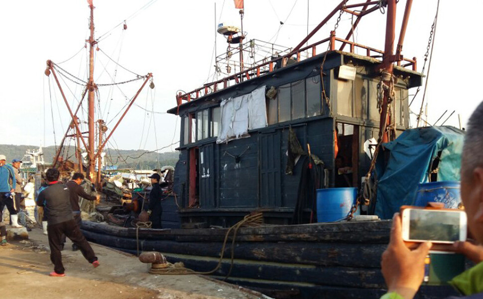 The Chinese fishing boats brought to Yeonpyeong Island by South Korean fishermen