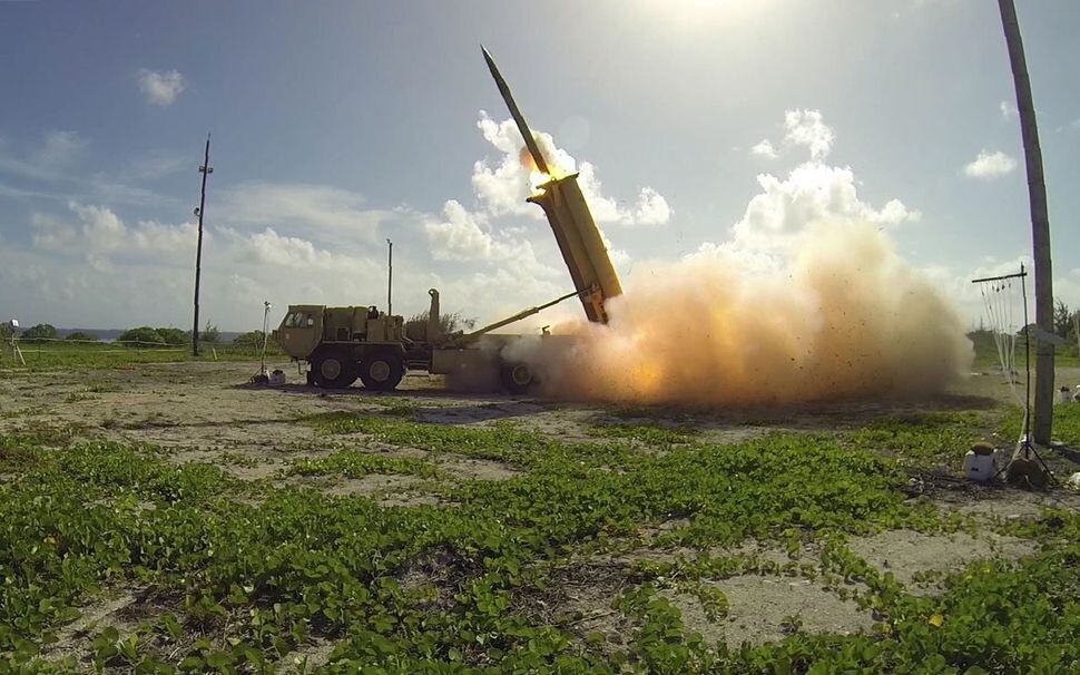 The test launch of a THAAD missile defense system on Wake Island in the Pacific