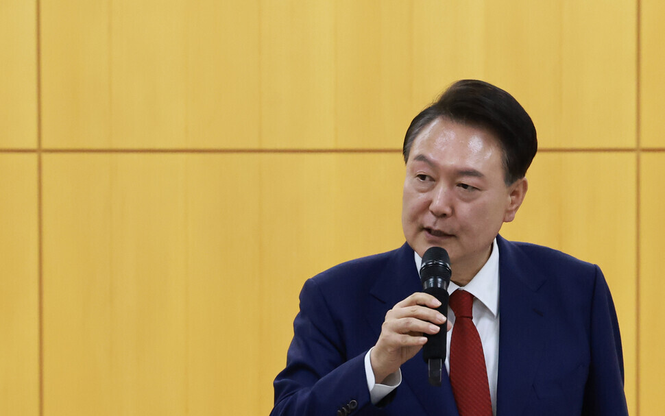 President Yoon Suk-yeol speaks at a workshop for People Power Party lawmakers held at the JEI Leadership Development Center in Cheonan, South Chungcheong Province, on May 30, 2024. (Yonhap)