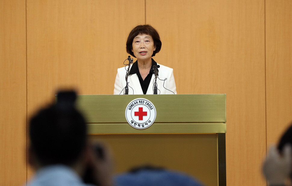 Korea Red Cross acting president Kim Sun-hyang proposes talks on organizing inter-Korean divided family reunions with North Korea