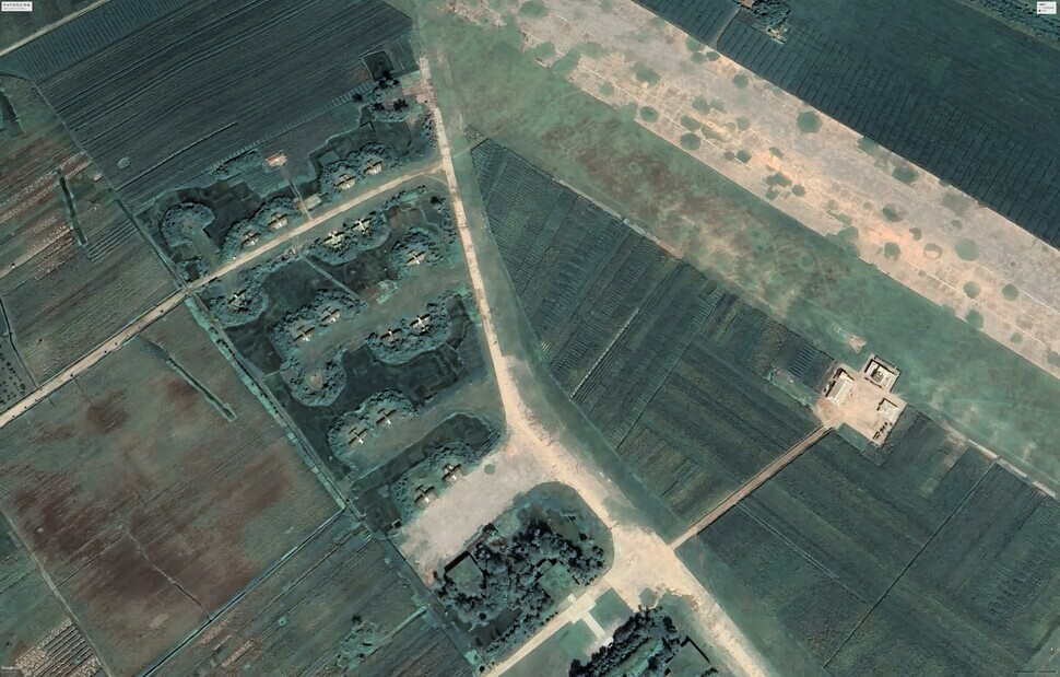 Satellite imagery of the Ryonpho Airfield in February 2022. (Suh Jae-jung, still from Google Earth)