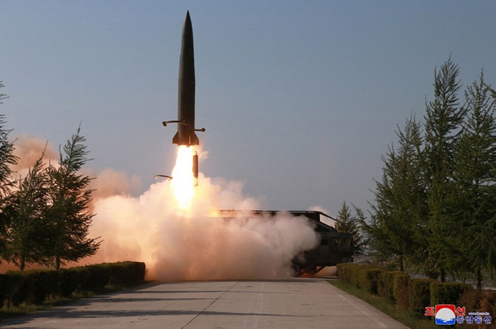 North Korea conducted a test launch of short-range projectiles on May 9 under the supervision of leader Kim Jong-un