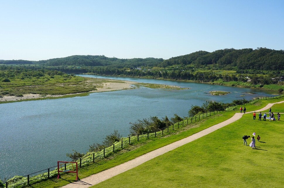 Imjin River viewed from Horogoru Fortress in Yeoncheon County, Gyeonggi Province