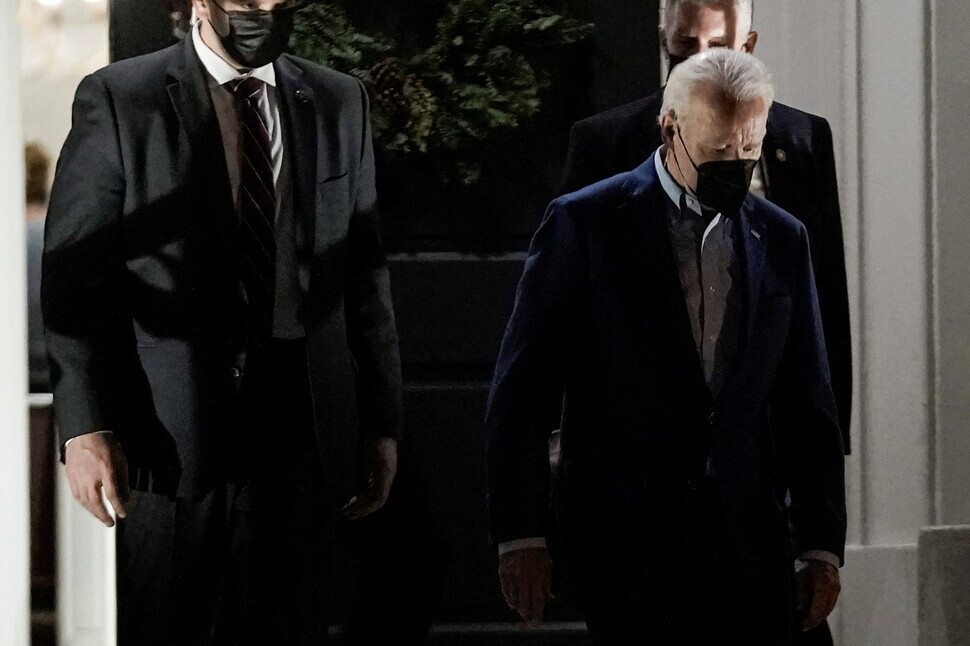 US President Joe Biden steps outside after visiting a church in the Washington area. (Reuters/Yonhap News)