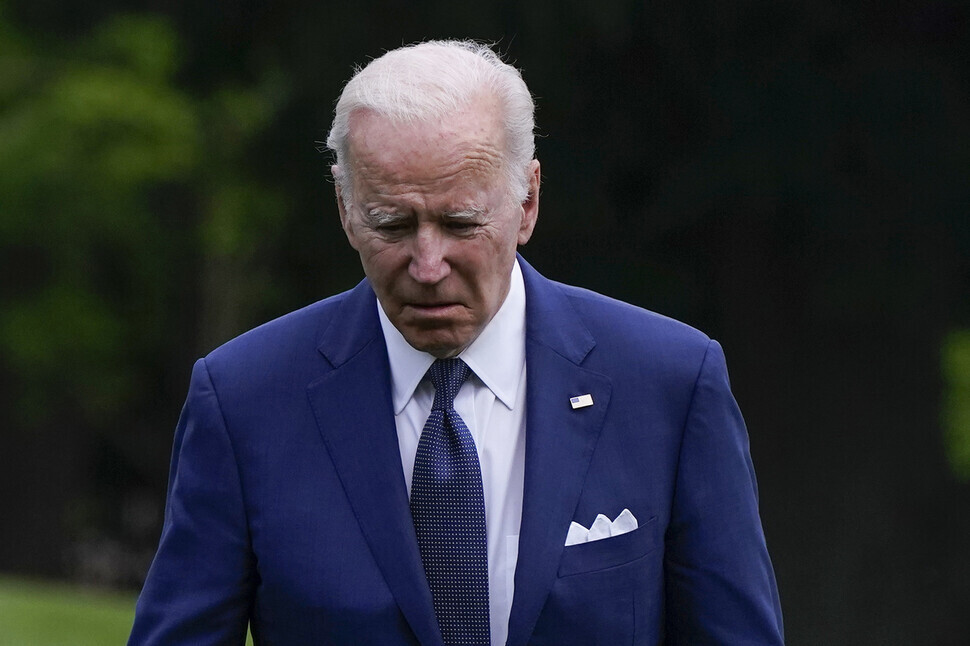 US President Joe Biden speaks after returning to the White House on May 24 following visits to South Korea and Japan. (AP/Yonhap News)