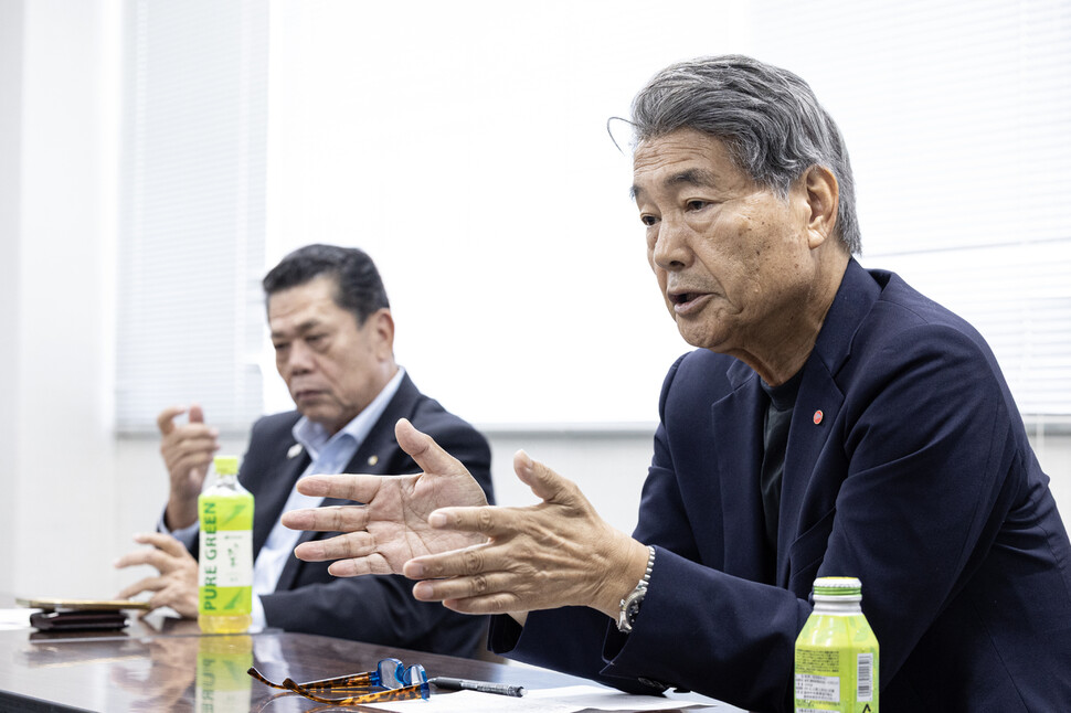 가이 고지 일본 구마모토현 기쿠요마치 건설협회장이 2026년 9월8일 오전 기쿠요마치 상공회 사무실에서 한겨레21과 인터뷰하고 있다. 이승배 기자 photolee@hani.co.kr