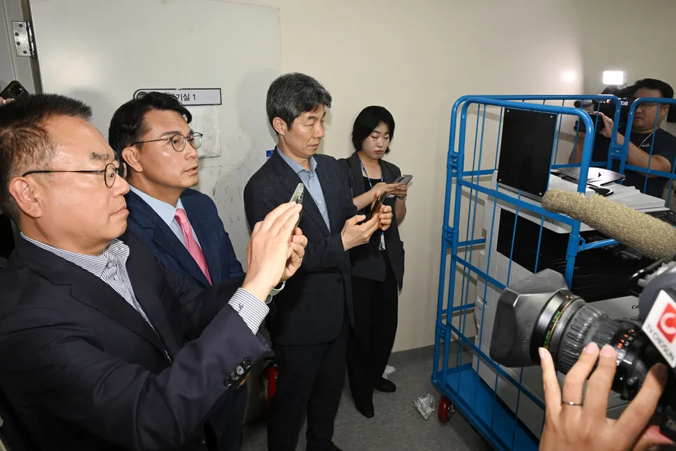 Inspection at Olympic Park handball stadium polling counting site