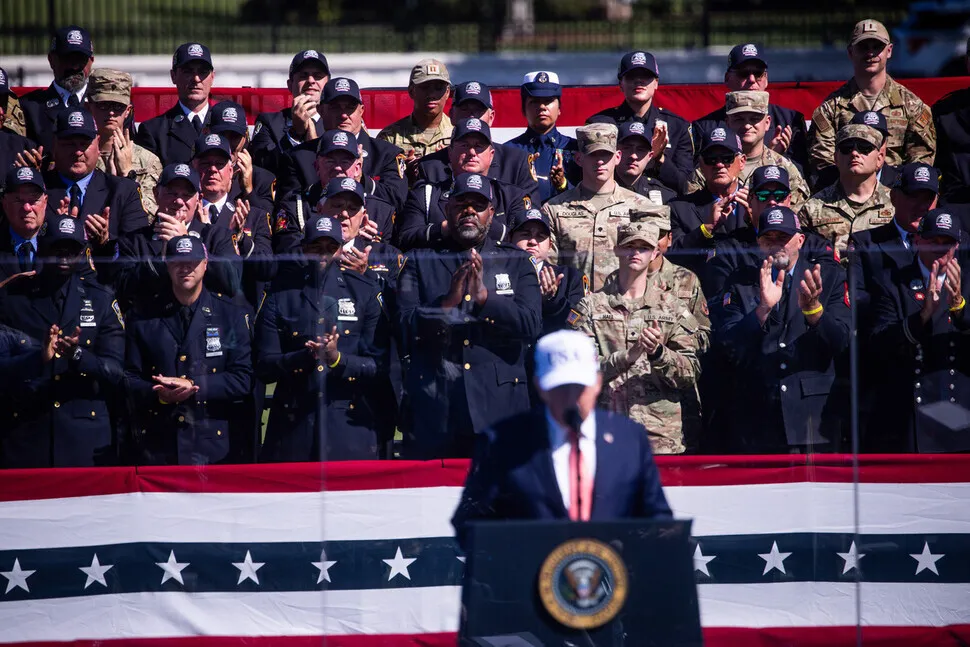 US President Donald Trump delivers remarks during Steel Across America at the Ellipse in Washington, DC, on Sept. 8, 2026. (UPI/Yonhap)