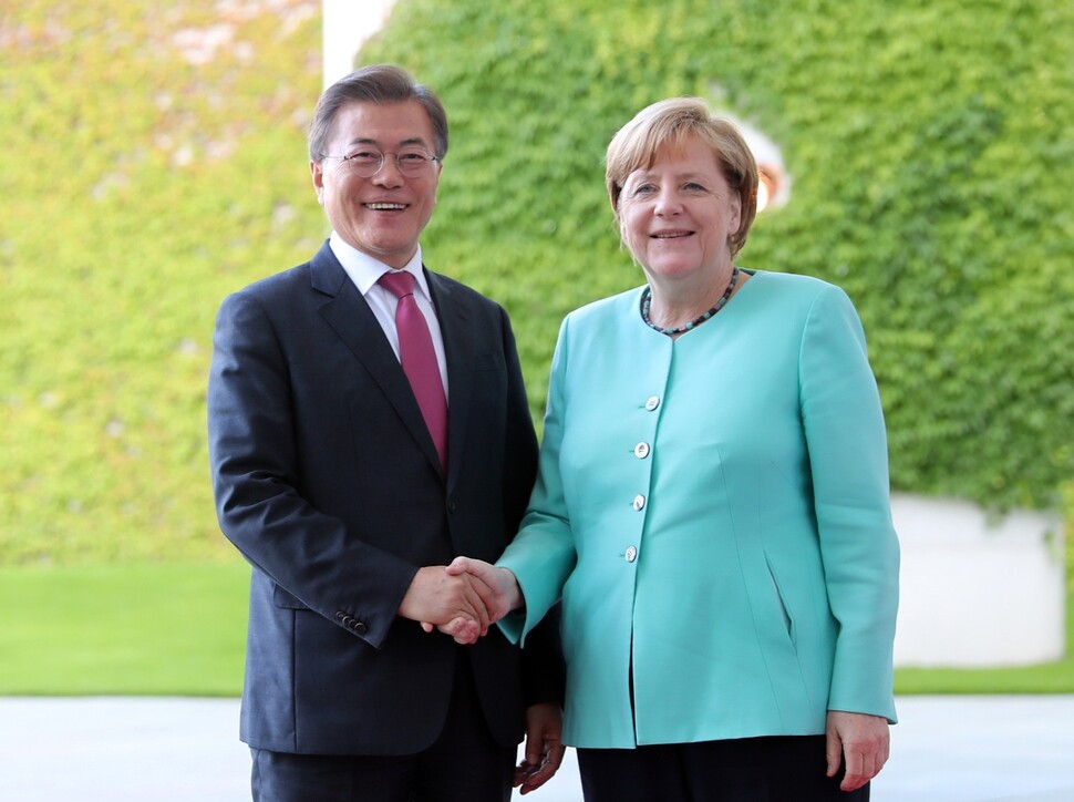 President Moon Jae-in meets with German Chancellor Angela Merkel in Berlin