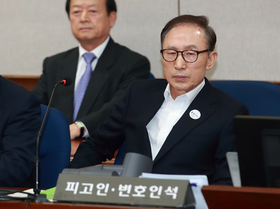 Ex-president Lee Myung-bak during his first trial on May 23