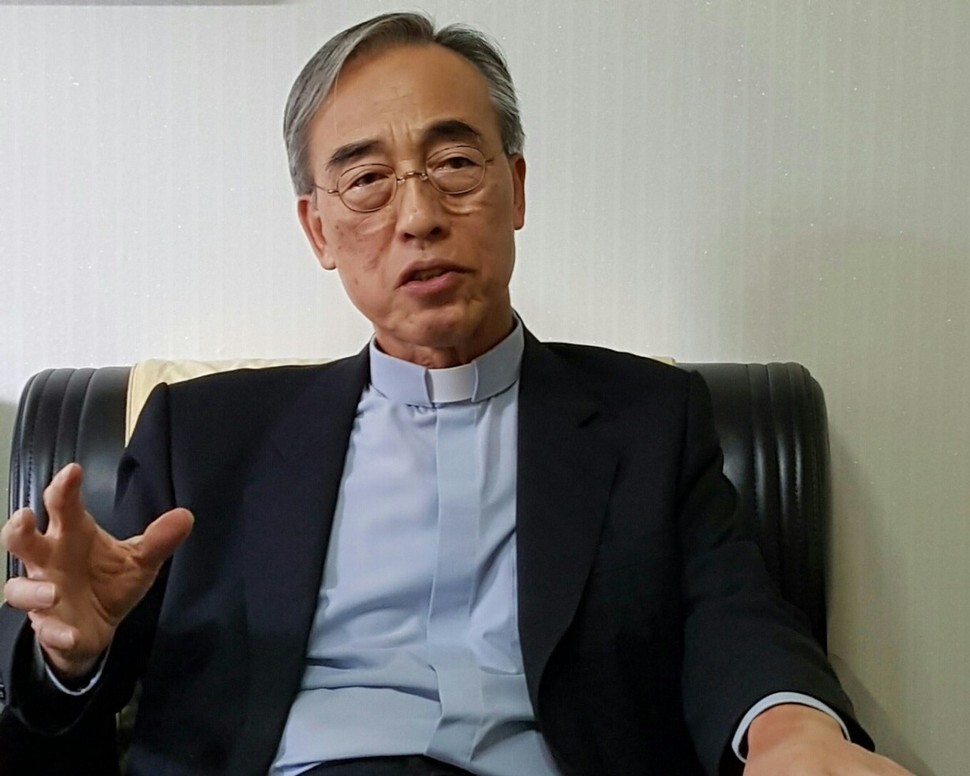 Bishop Kang Woo-il, head of the Catholic Diocese of Cheju