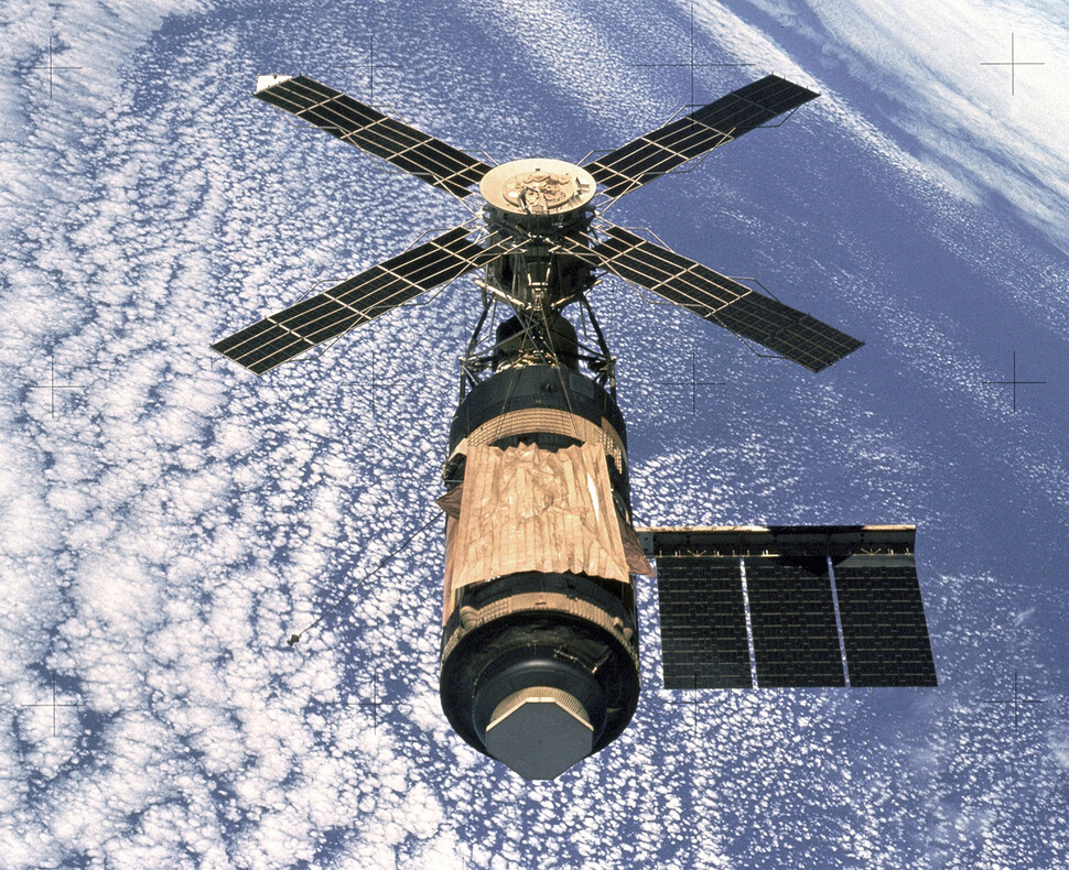 Skylab, a space station, was launched and operated by NASA in 1973.  Space Spiders were also aboard at this time.  Screws provided.