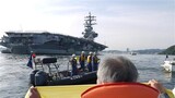 [ルポ]抗議の中、原子力空母ロナルド・レーガン号横須賀入港