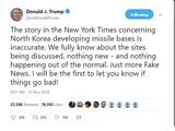 トランプ大統領「北朝鮮ミサイル基地」報道に「目新しいものもなく、不正確」