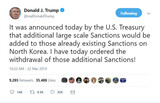 トランプ、対北朝鮮制裁を２４時間後に撤回指示