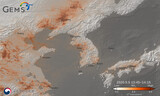 ソウル・北京・大阪は黄土色…衛星から見た東アジアの粒子状物質の移動