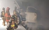 マンション駐車場で起きたテスラの車火災で１人死亡…消防当局「一般車より鎮火困難」